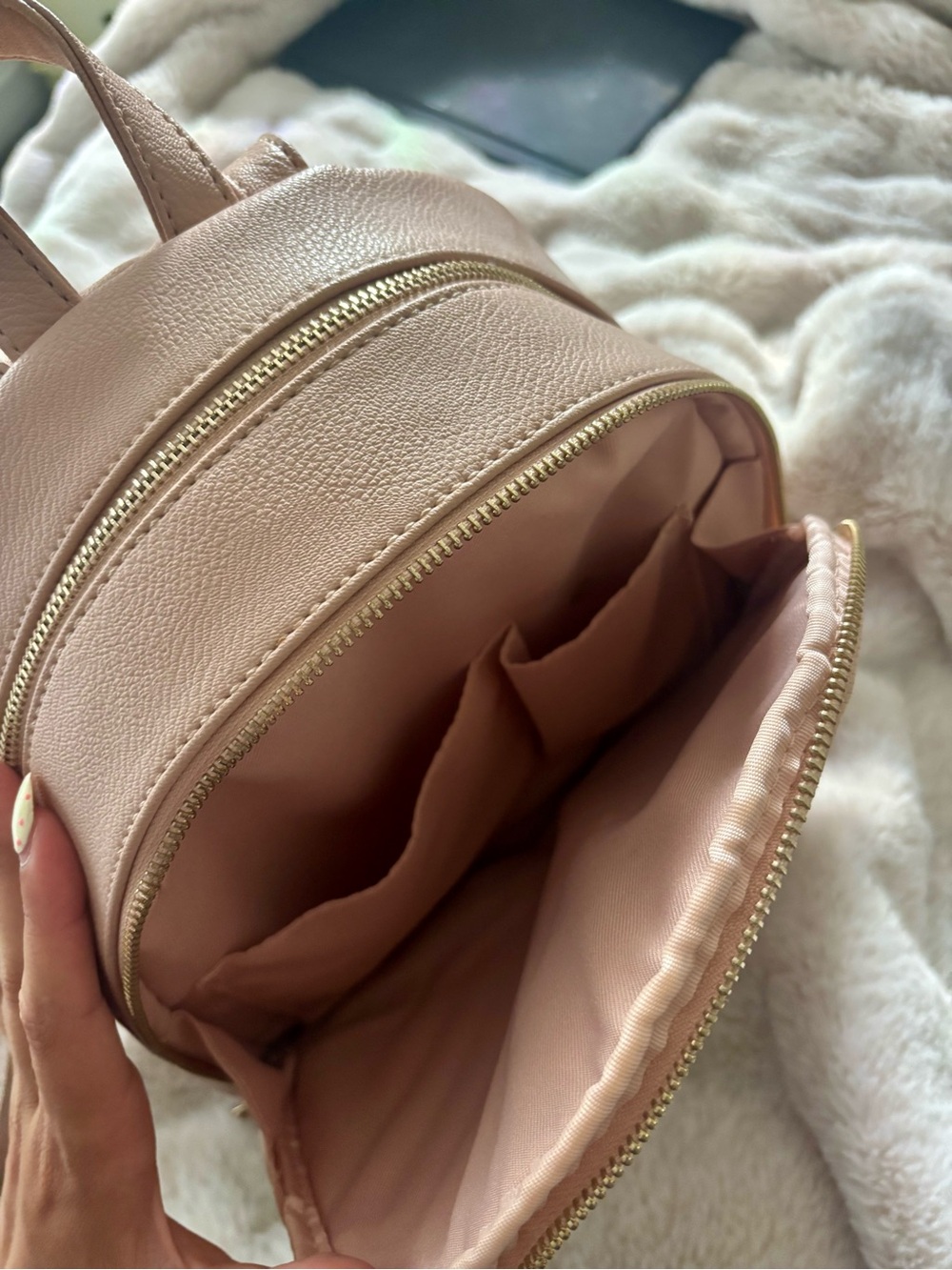 Guess Quilted Chevron Mini Backpack in Rose Taupe - Picture 4 of 5